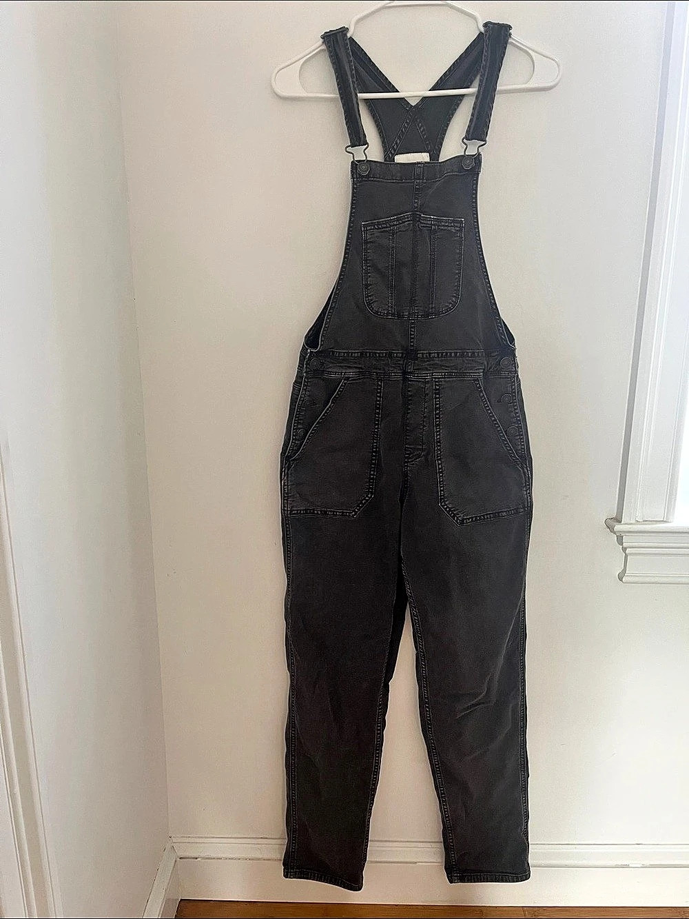 American Eagle Black Denim Overalls